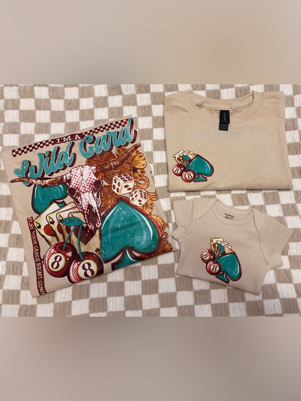 Unbranded Women's Beige 'I'm a Wild Card' Graphic Tee - Teal Accents